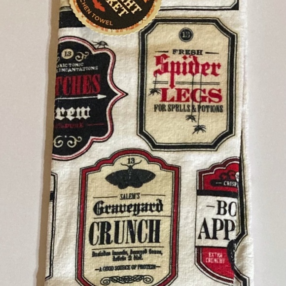 HALLOWEEN KITCHEN DINING DECOR Table Runner TOWELS Witch Skull Spider Theme - Picture 10 of 14